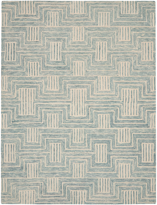 Nourison Interlock Itl06 Ivory/Turquoise Area Rug