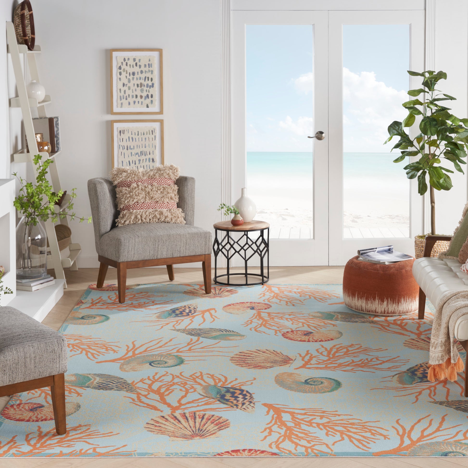 Nourison Sun N Shade Snd92 Light Blue Area Rug