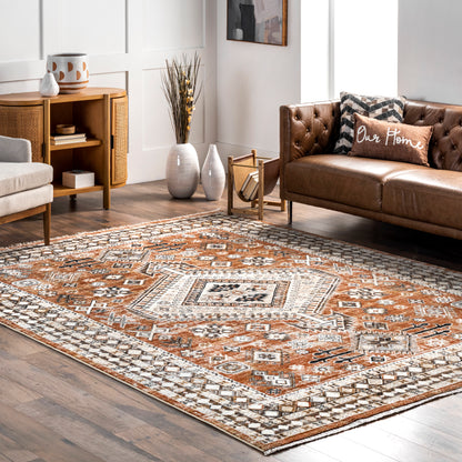 Nuloom Vanesa Distressedcbordered Nva1534A Rust Area Rug