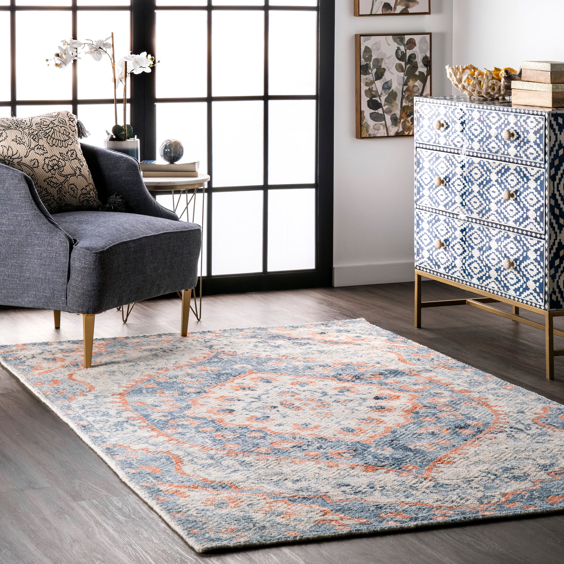 Nuloom Stevie Oriental Nst2069A Blue Area Rug