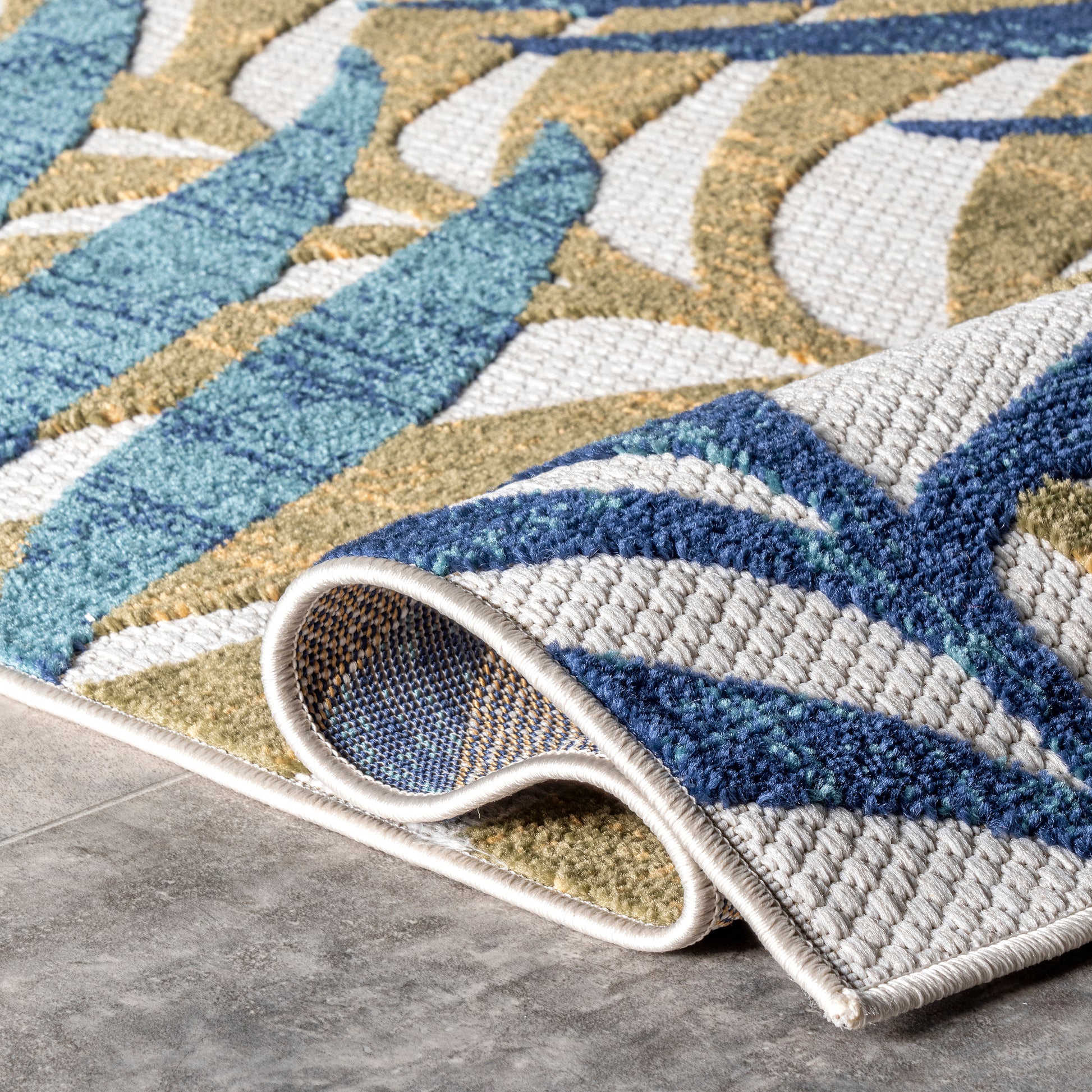 Nuloom Molly Tropical Leaves Nmo2635A Blue Area Rug