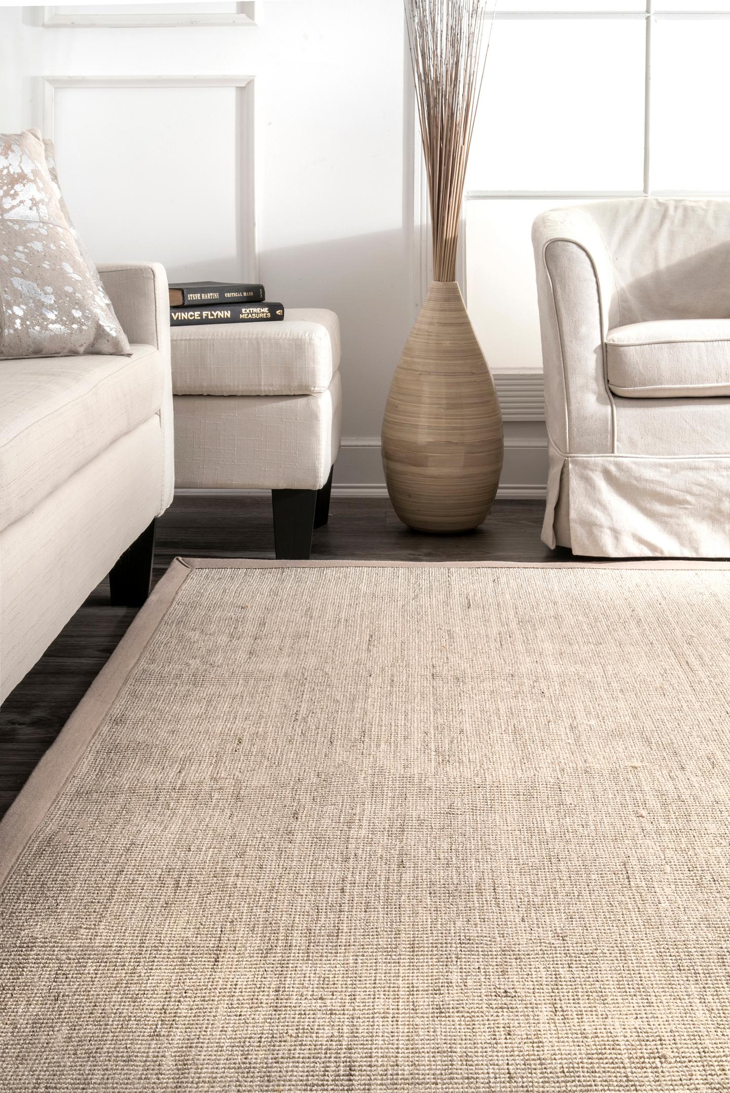 Nuloom Bordered Maryjo Sisal Nbo3631A Beige Area Rug