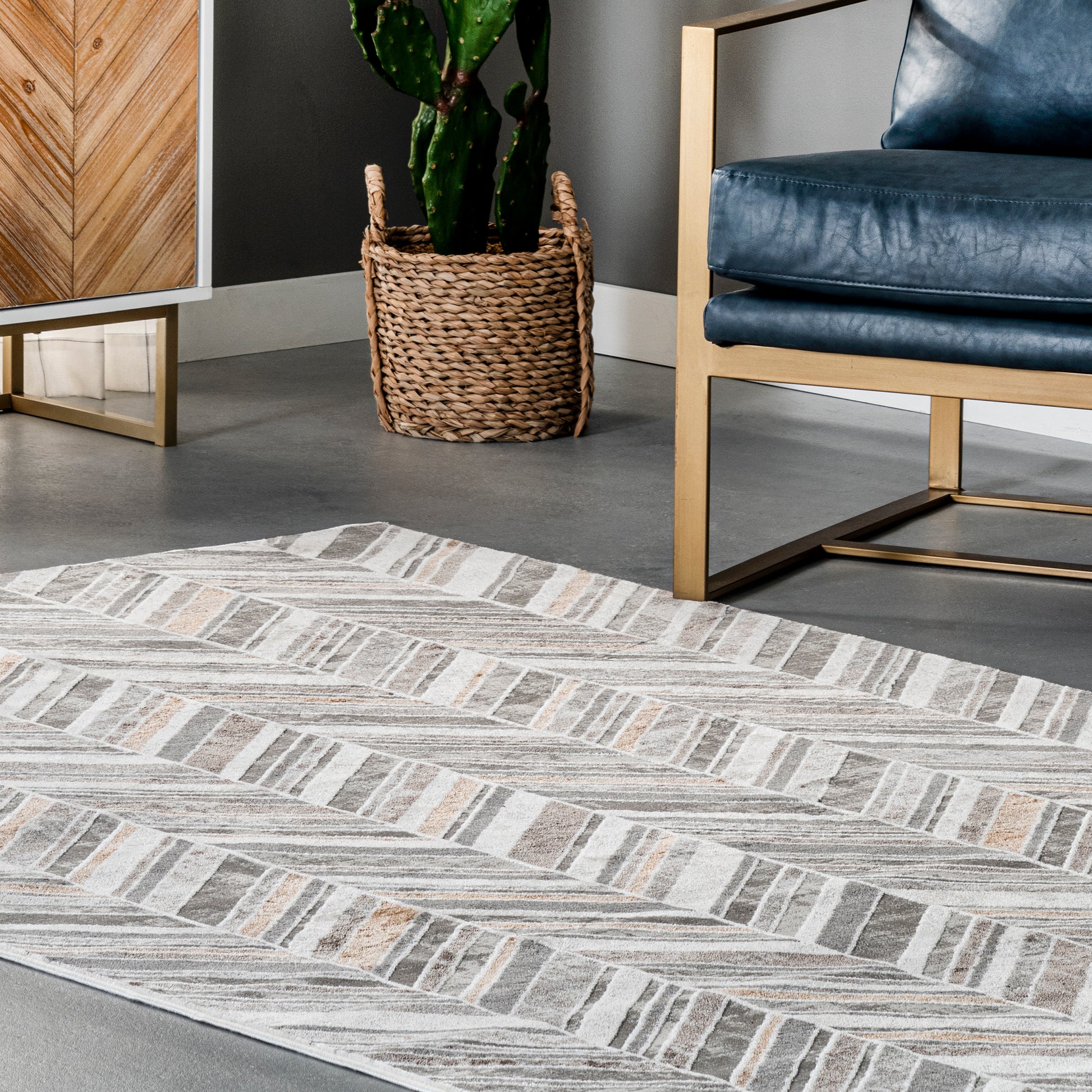 Nuloom Masha Chevron Nma1461A Beige Area Rug