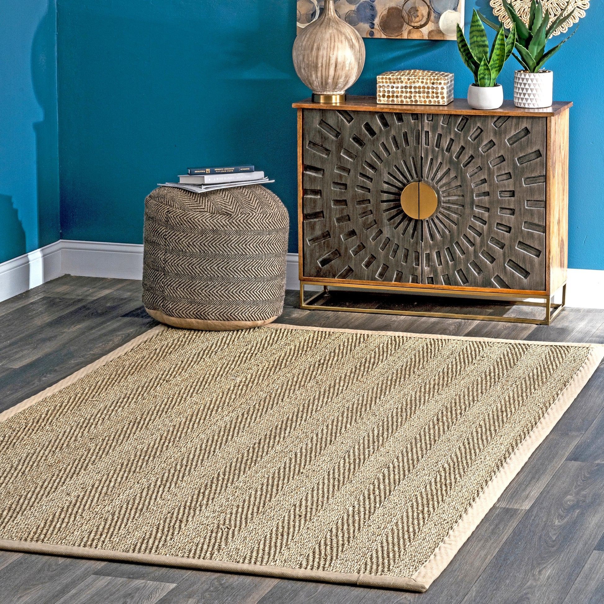 Nuloom Larnaca Seagrass Herringbone Nla2030D Natural Area Rug