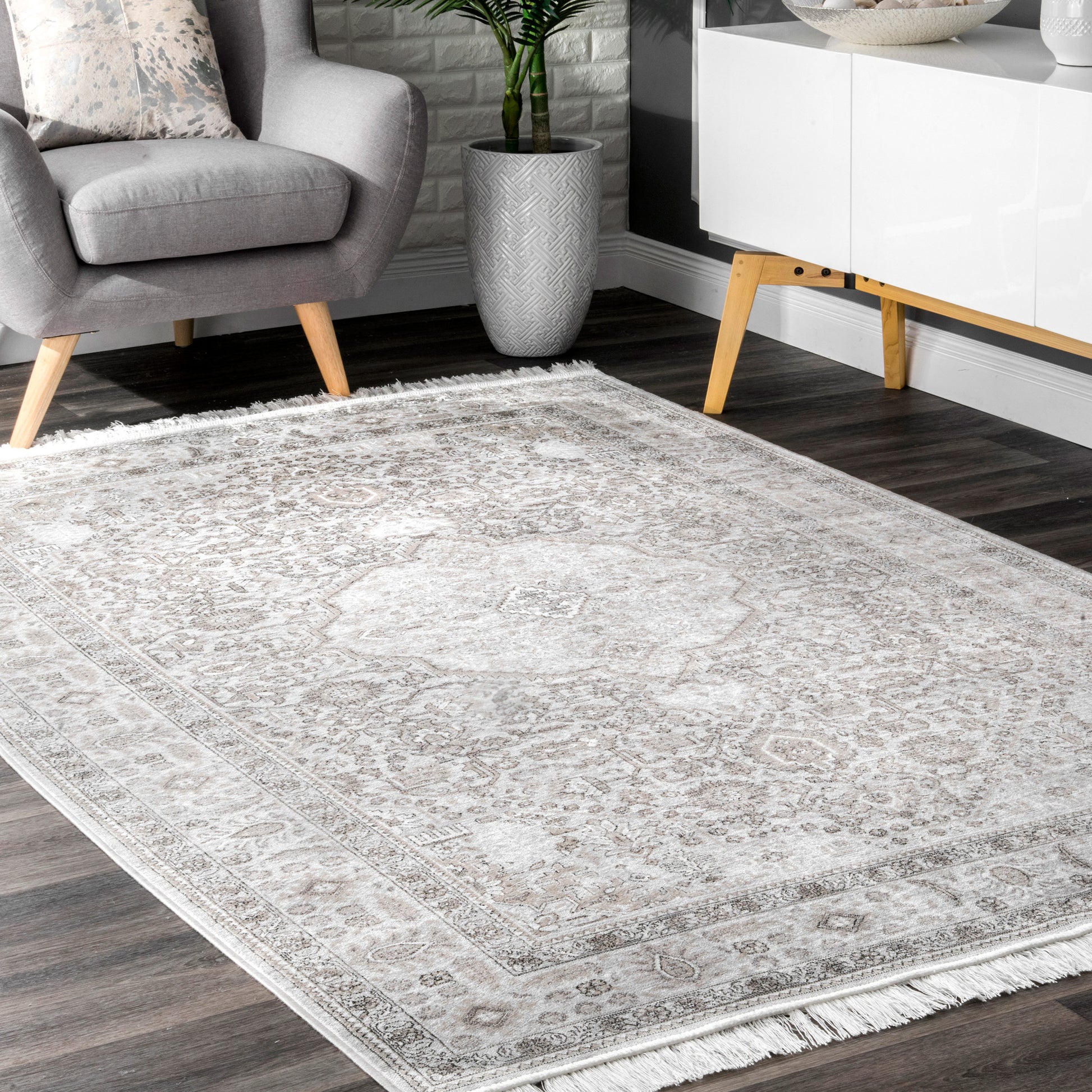 Nuloom Vintage Amerie Nvi1634B Silver Area Rug