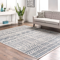 Nuloom Chloe Tribal Motif Banded Nch1729A Blue Area Rug