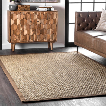 Nuloom Hesse Checker Weave Seagrass Nhe2029B Brown Area Rug
