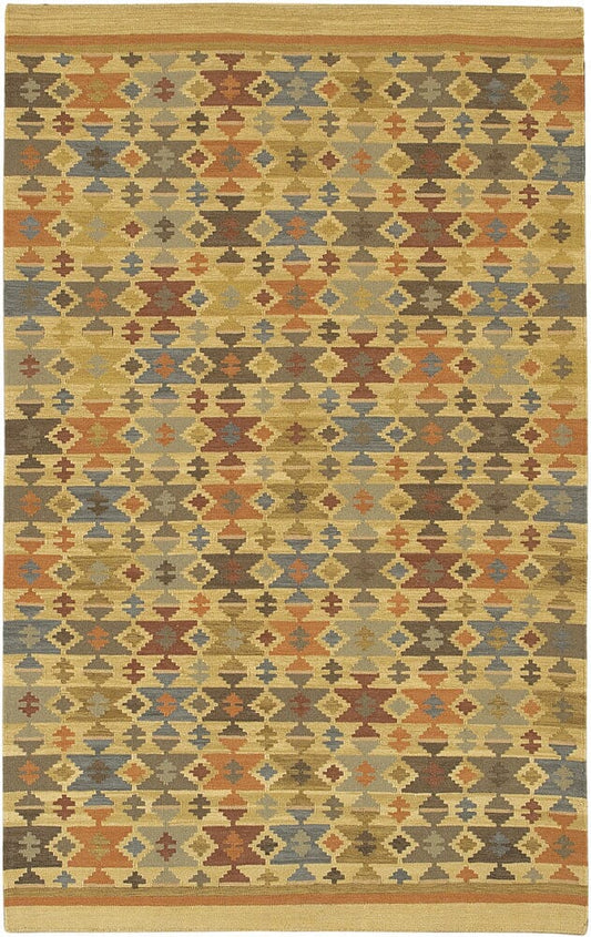 Chandra Kilim kil-2205 Tan & Ivory Damask Area Rug