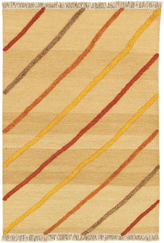 Chandra Kilim Kil2220 Tan / Red / Brown / Orange / Gold Geometric Area Rug