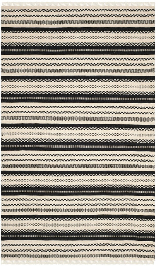 Safavieh Kilim Klm101C Ivory / Black Striped Area Rug