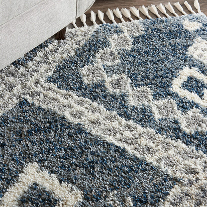 Nourison Oslo Shag Osl02 Denim Blue Shag Area Rug