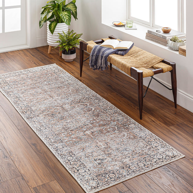 Surya Machine Washable Kemer Kmr-2308 Brown, Dark Brown Rug.