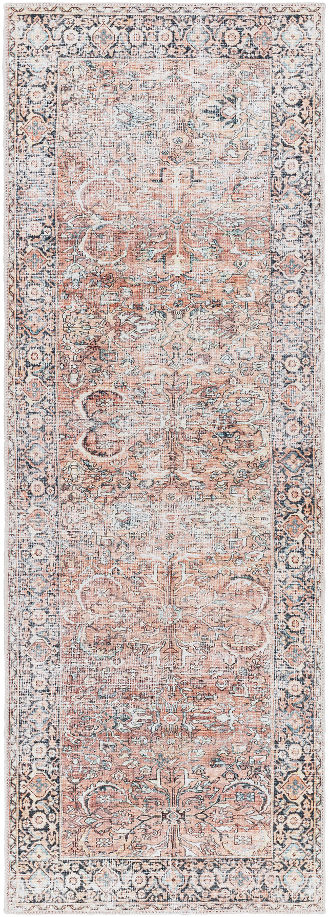 Surya Machine Washable Kemer Kmr-2309 Dusty Pink, Brick Red Rug.