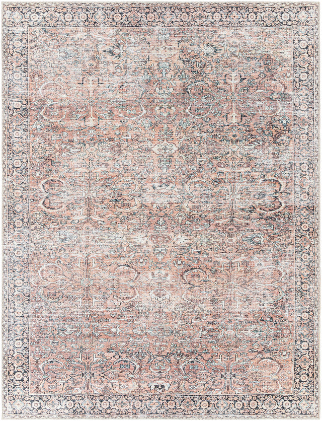 Surya Machine Washable Kemer Kmr-2309 Dusty Pink, Brick Red Rug.