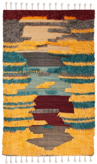 Safavieh Kenya Kny230Q Red / Gold Shag Area Rug