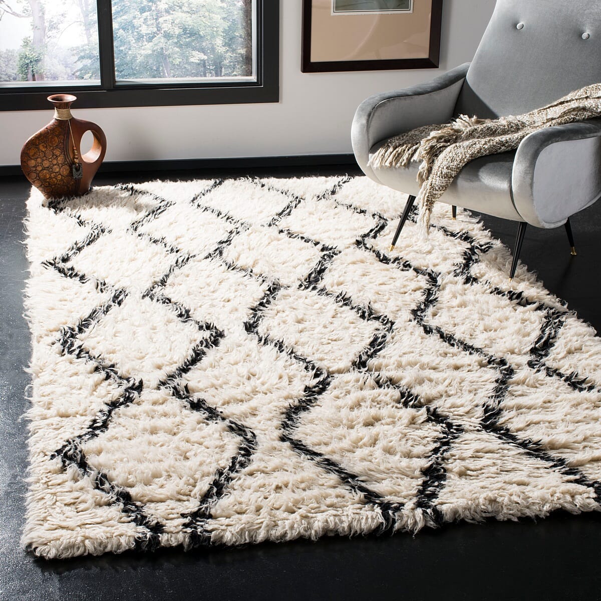 Safavieh Kenya Kny250Z Black / Ivory Moroccan Area Rug