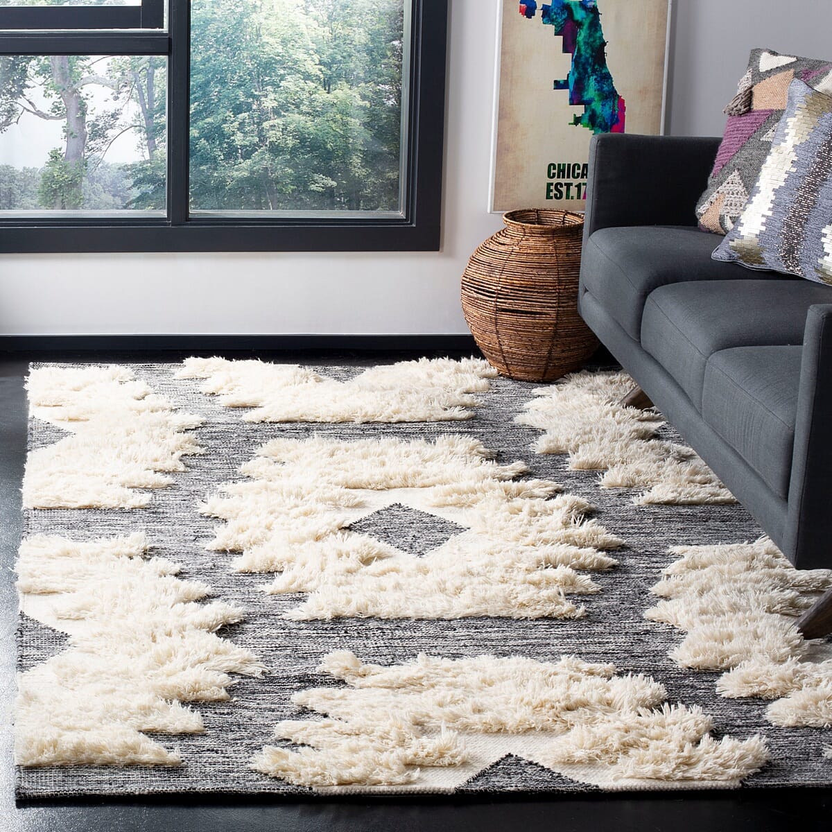 Safavieh Kenya Kny452Z Black / Ivory Southwestern Area Rug