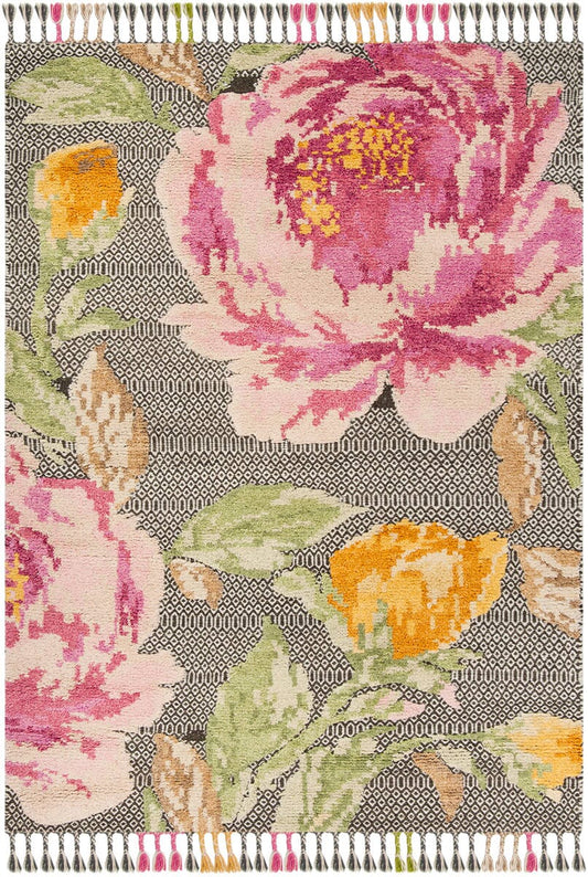 Safavieh Kenya Kny803U Pink / Dark Grey Floral / Country Area Rug