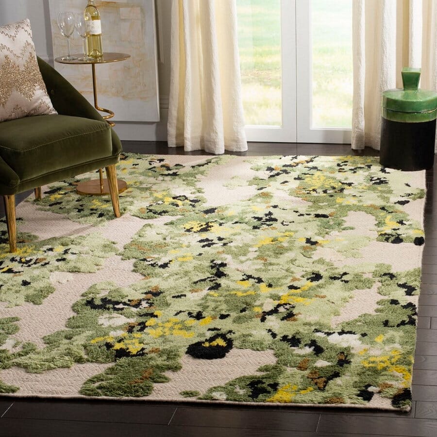 Safavieh Kenya Kny804Y Green / Beige Floral / Country Area Rug