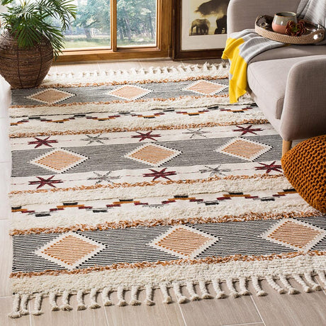 Safavieh Kenya Kny904A Ivory/Black-Orange Rug.