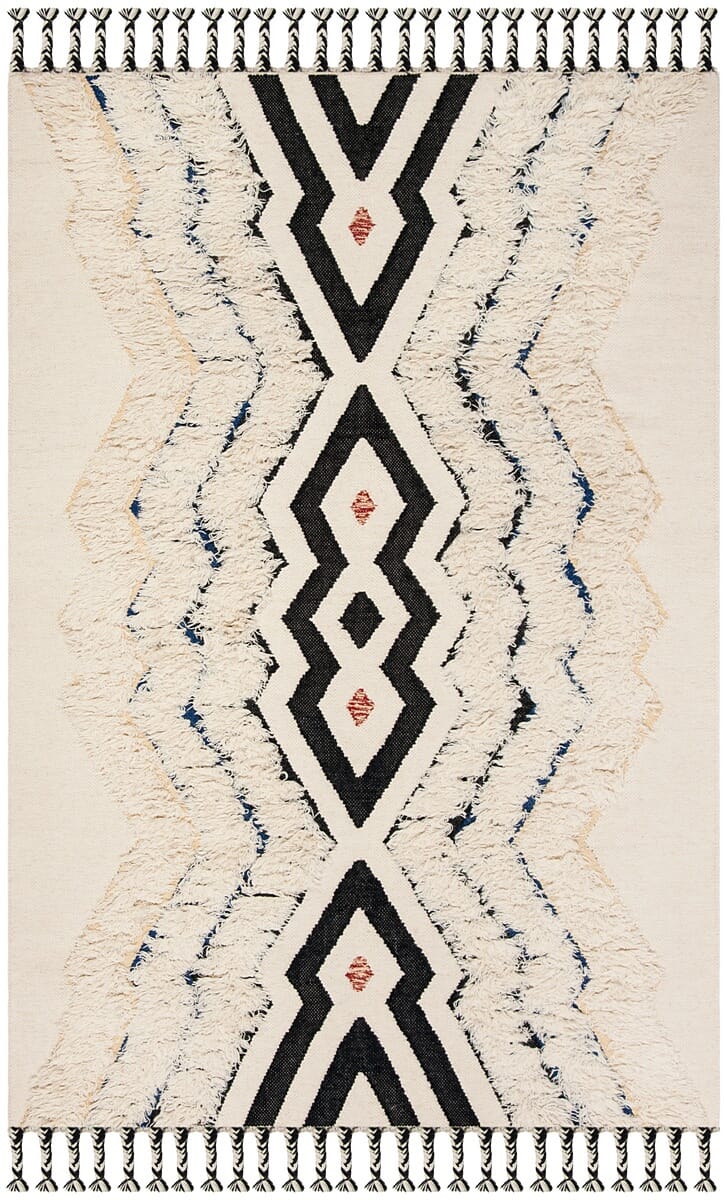 Safavieh Kenya Kny905A Ivory / Black Blue Moroccan Area Rug