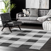 Nuloom Aisha Buffalo Plaid Nai1516A Gray Area Rug