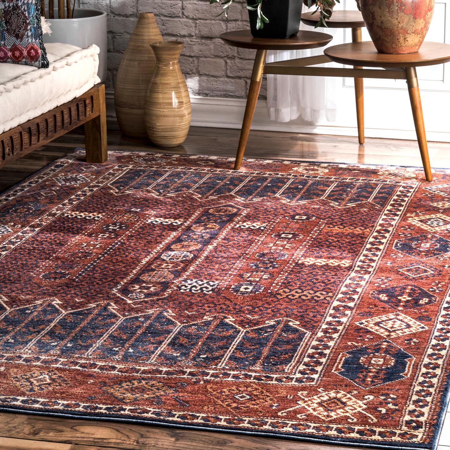 Nuloom Vintage Ruby Tokens Nvi3372A Rust Area Rug