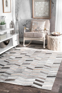 Nuloom Cowhide Mitch Nco3556A Silver Area Rug