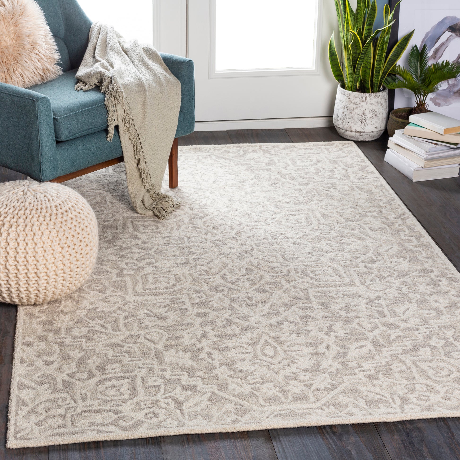 Surya Kayseri Ksr-2310 Medium Gray, Khaki, Beige Area Rug