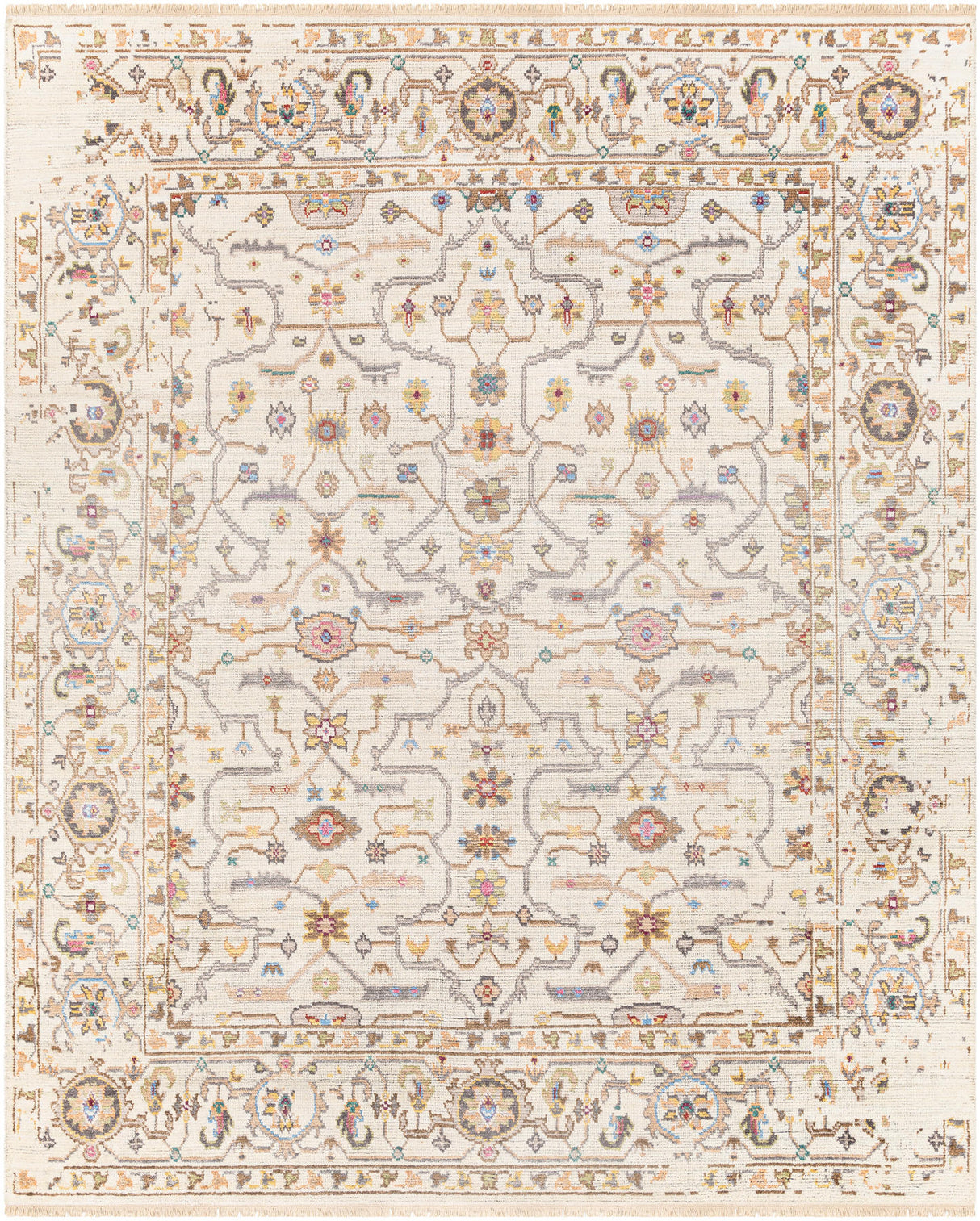 Surya Kushal Kus-2306 Tan, Wheat, Gray, Light Blue Rugs.