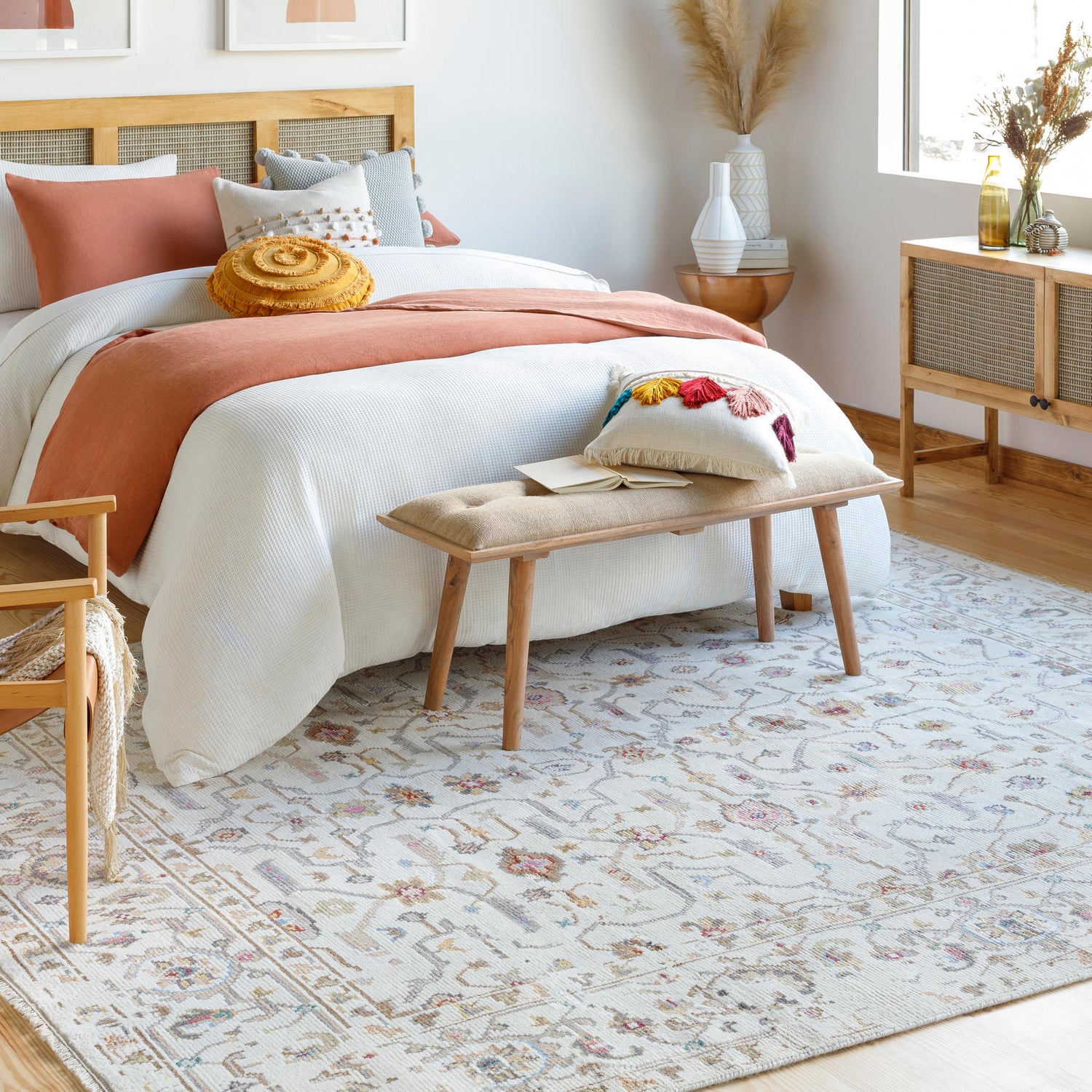 Surya Kushal Kus-2306 Tan, Wheat, Gray, Light Blue Rugs.