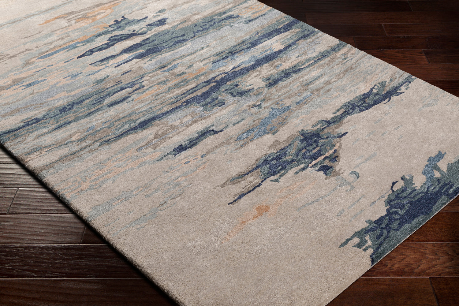 Surya Kavita Kvt-2302 Taupe, Navy, Dark Green, Denim Rugs.