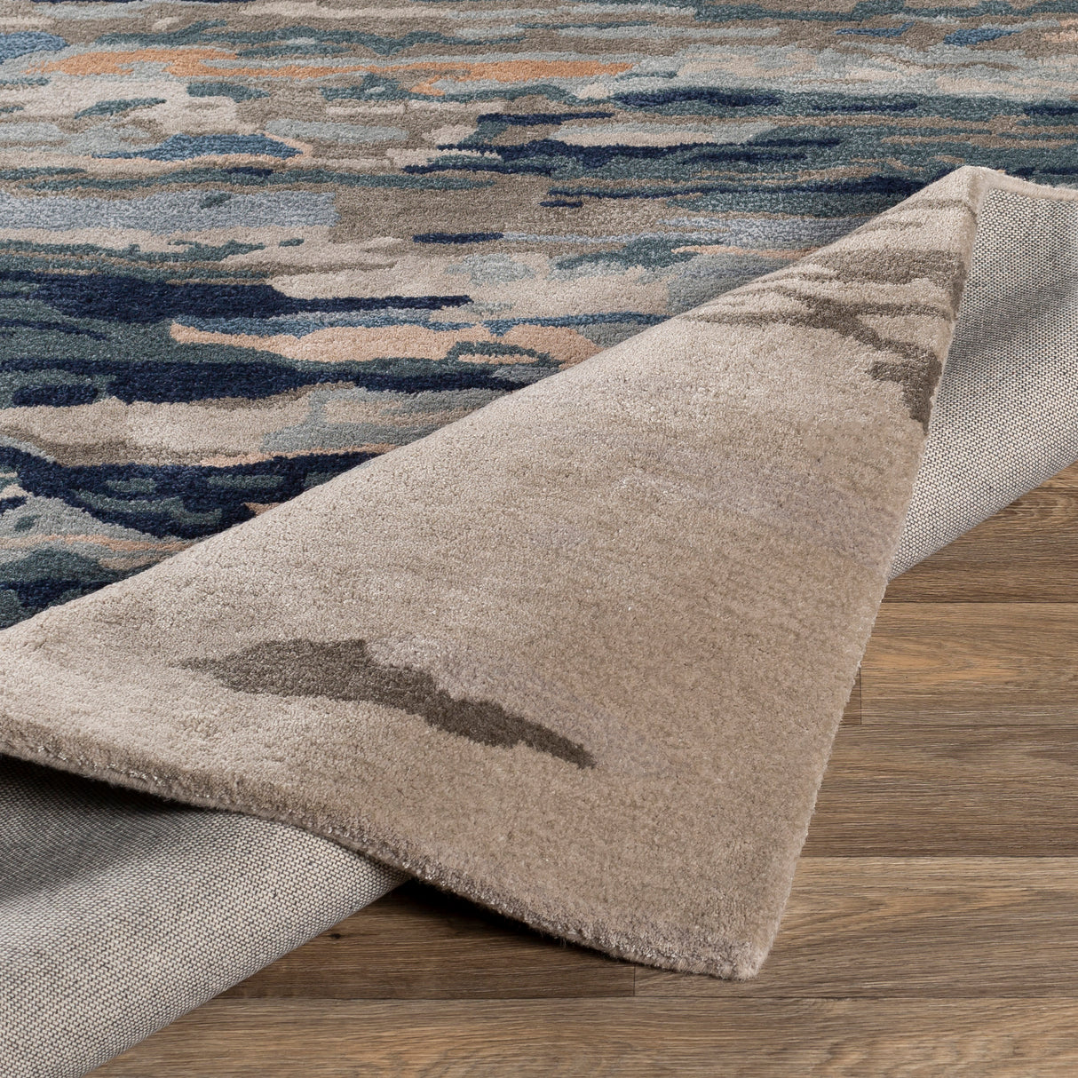 Surya Kavita Kvt-2302 Taupe, Navy, Dark Green, Denim Rugs.