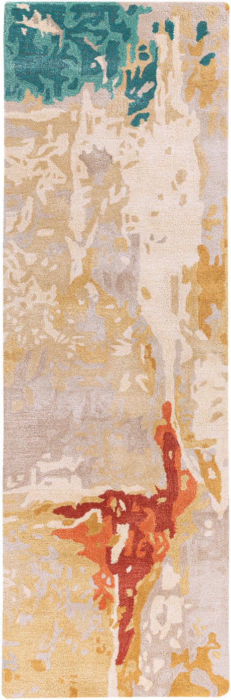 Surya Kavita Kvt-2305 Brick, Coral, Seafoam, Dark Green Rugs.