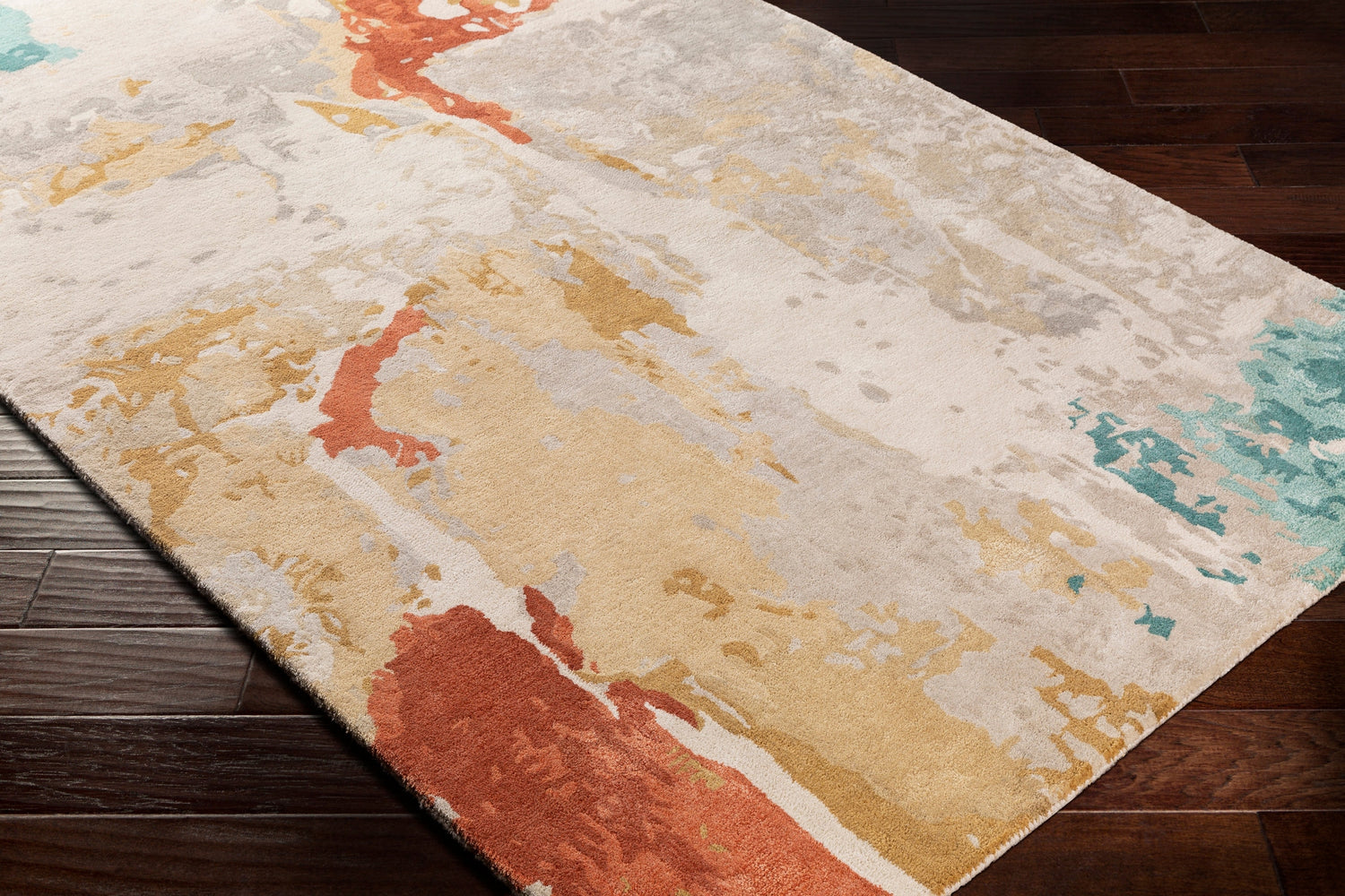 Surya Kavita Kvt-2305 Brick, Coral, Seafoam, Dark Green Rugs.