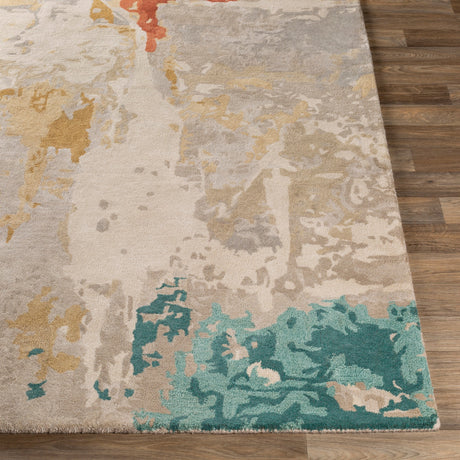 Surya Kavita Kvt-2305 Brick, Coral, Seafoam, Dark Green Rugs.