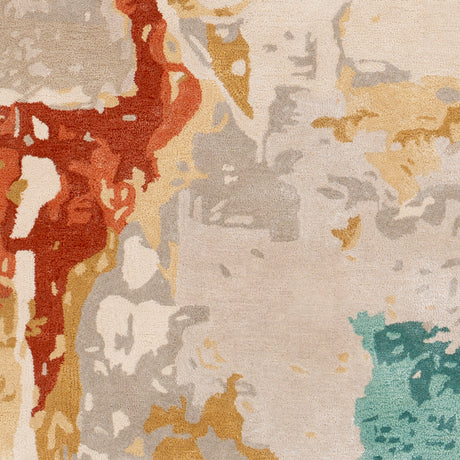 Surya Kavita Kvt-2305 Brick, Coral, Seafoam, Dark Green Rugs.