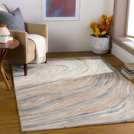 Surya Kavita Kvt-2309 Camel, Beige, Cream, Teal Rugs.