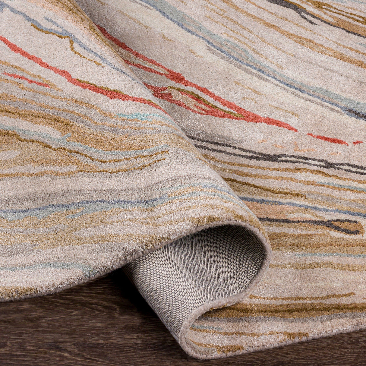 Surya Kavita Kvt-2310 Dark Brown, Camel, Medium Gray, Light Gray Rugs.