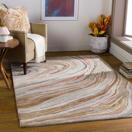 Surya Kavita Kvt-2310 Dark Brown, Camel, Medium Gray, Light Gray Rugs.