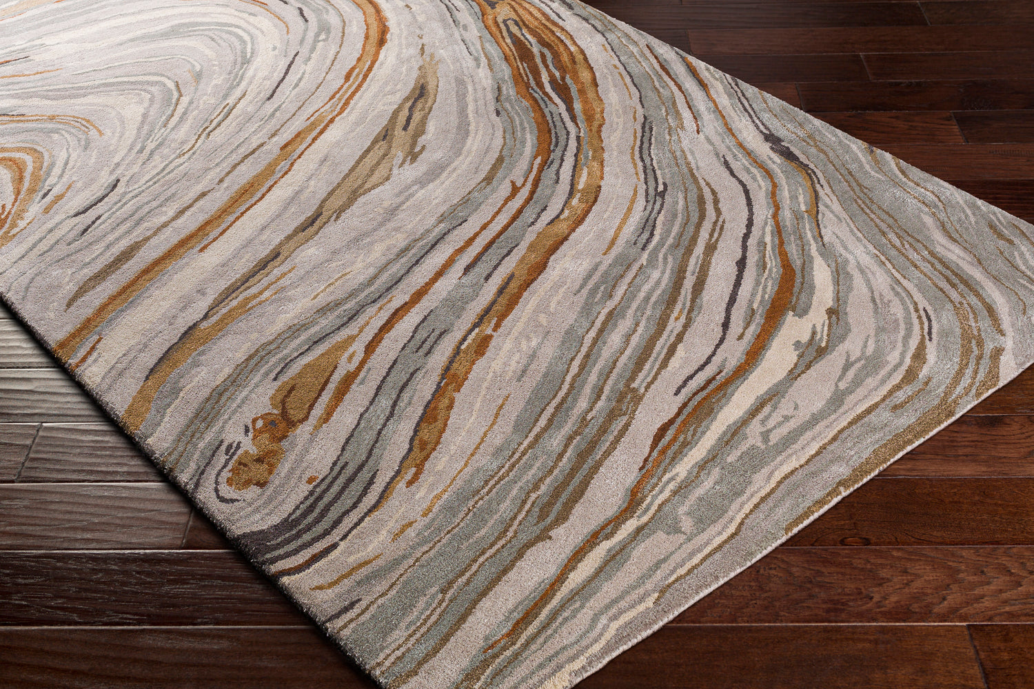 Surya Kavita Kvt-2311 Charcoal, Dark Brown, Burnt Orange, Medium Gray Rugs.