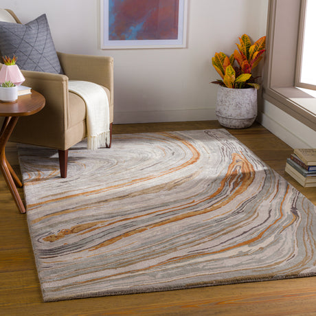 Surya Kavita Kvt-2311 Charcoal, Dark Brown, Burnt Orange, Medium Gray Rugs.