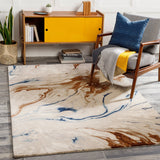 Surya Kavita Kvt-2312 Dark Brown, Camel, Tan, Navy Rugs.