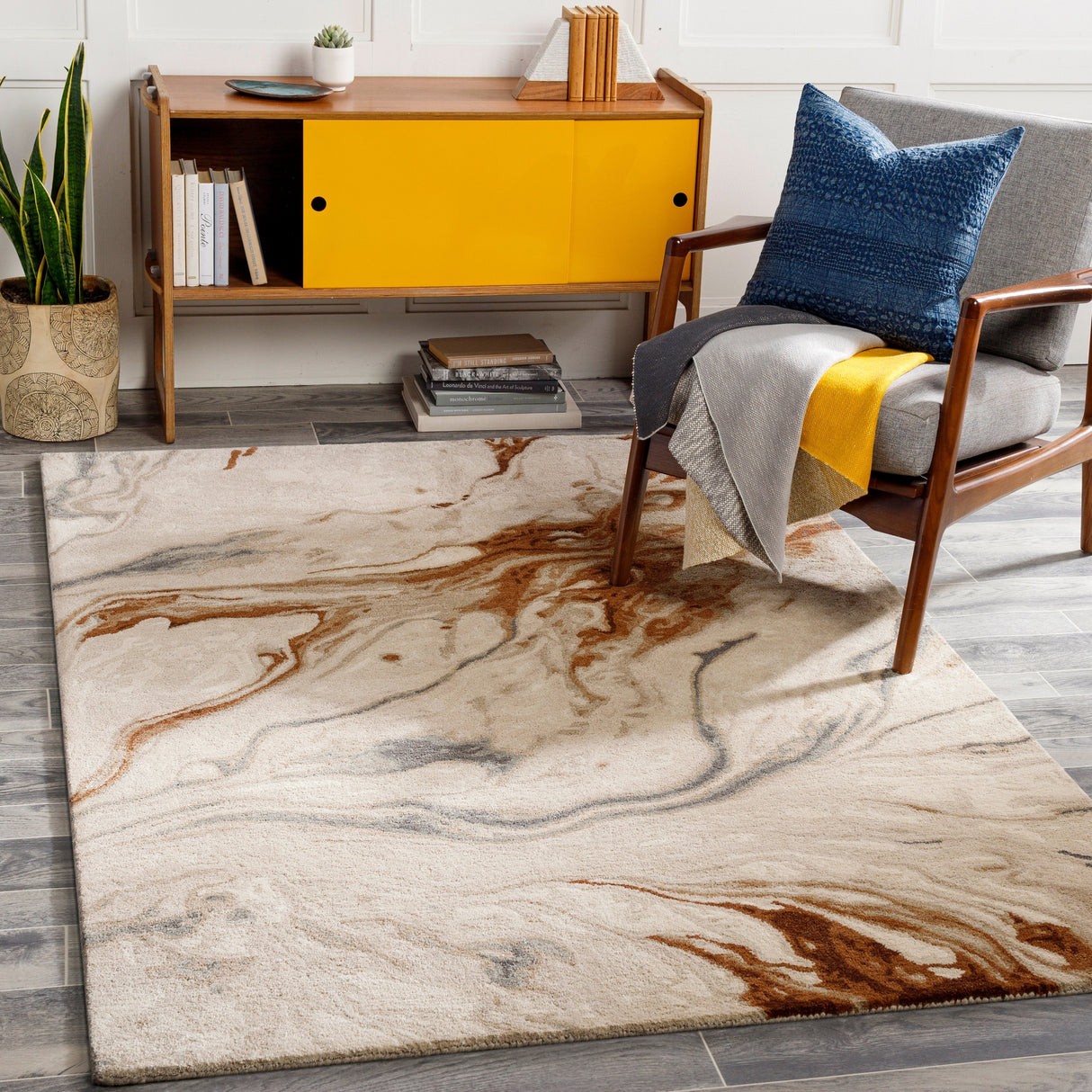 Surya Kavita Kvt-2313 Dark Brown, Tan, Camel, Medium Gray Rugs.