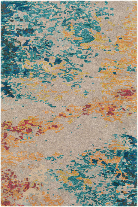 Surya Kavita Kvt-2319 Aqua, Blue, Burnt Orange, Yellow Rugs.