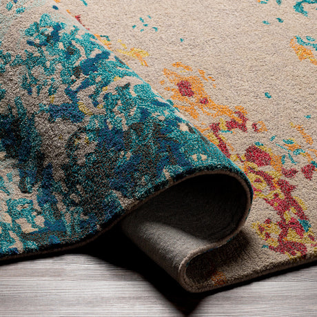 Surya Kavita Kvt-2319 Aqua, Blue, Burnt Orange, Yellow Rugs.