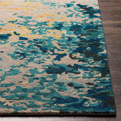 Surya Kavita Kvt-2319 Aqua, Blue, Burnt Orange, Yellow Area Rug