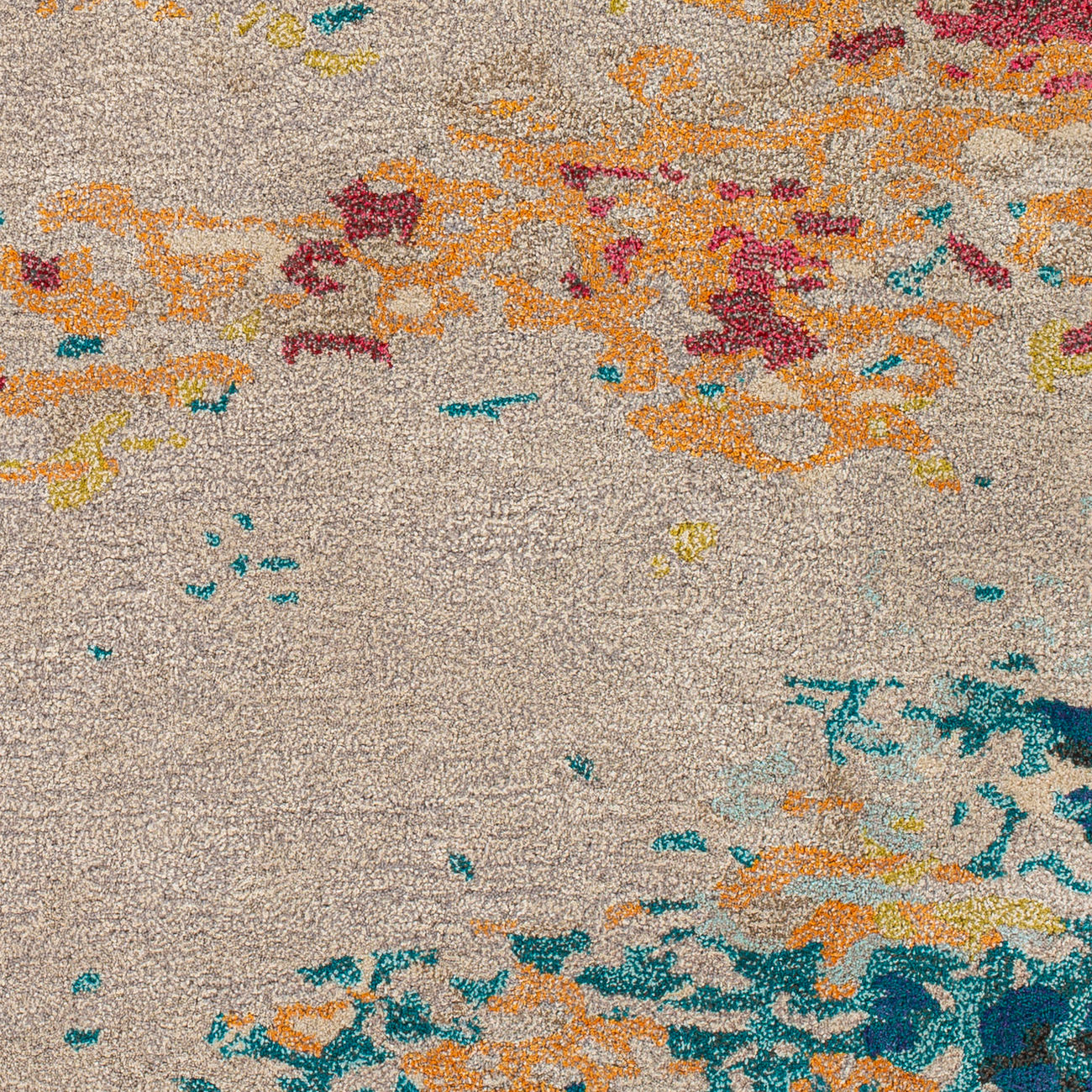 Surya Kavita Kvt-2319 Aqua, Blue, Burnt Orange, Yellow Area Rug