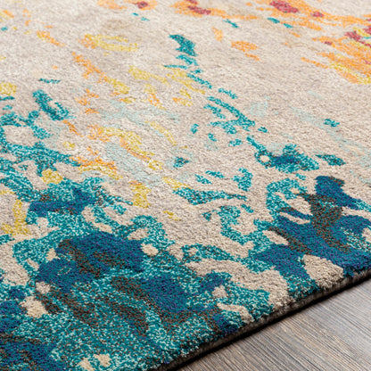 Surya Kavita Kvt-2319 Aqua, Blue, Burnt Orange, Yellow Area Rug