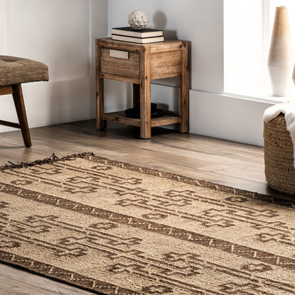 Nuloom Livy And Leather Tribal Nli3574A Natural Area Rug